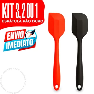 Kit 3, 2 ou 1 Espátula Pão Duro Raspadora Silicone 27cm Resistente Casa Cozinha Buffet Con