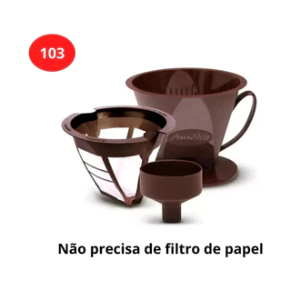 Coador De Café 103 Kit Com Filtro E Suporte Reutilizável Amelia