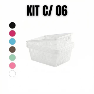 Kit C/ 6 Cesto Organizador de Plástico P/ Banheiro Armário 16x12x06