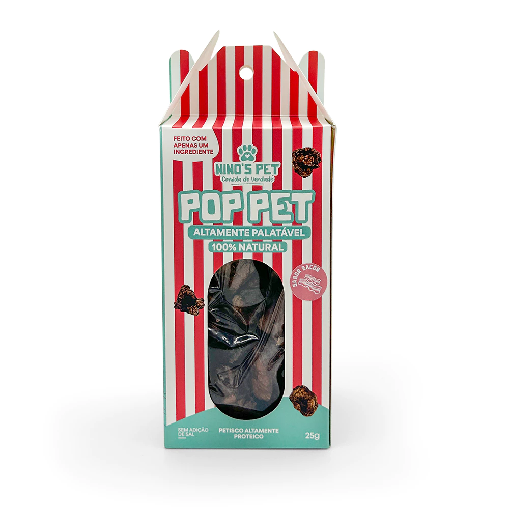 Pop Pet Petisco Natural para Cães e Gatos Pulmão Suíno Desidratado Snack Saudável Mastigável Ninos Pet 25g