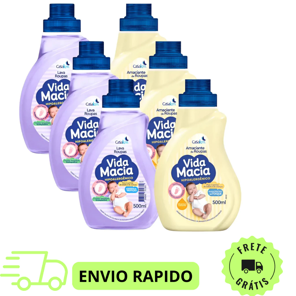 Kit Vida Macia Bebê Lava-Roupas + Amaciante 500 ml