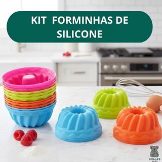 Kit Forminhas 7x4.5x3.5 cm de Silicone Mini Pudim Bolo Forma Assadeira Redonda Antiaderent