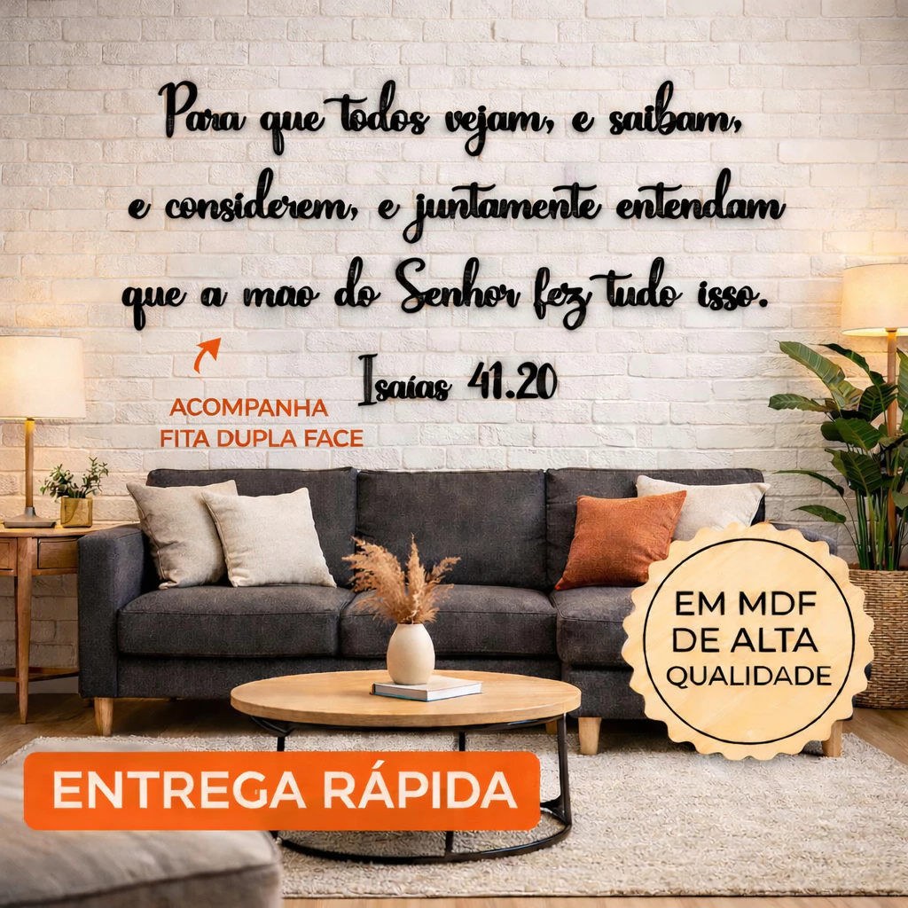 Frase em MDF — Isaías 41:20