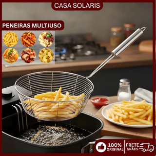 Peneiras Aço Inox Peneira Cesto Escumadeira De Fritura,escumadeira Inox Vazada Fritura Bat