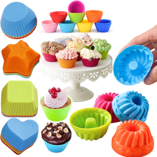 Forminhas Formas Silicone Cupcake Muffin Bolo Doces Vários Formatos Coloridas Kit com 6 ou