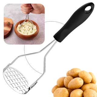 Amassador Batatas Espremedor Manual Legumes Multiuso Aço Inox Com Cabo Plastico Cozinha Mu