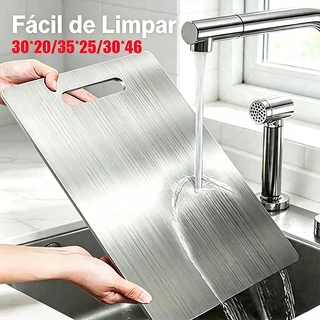 Tábua De Corte Dupla Face 20cm x 30cm, Aço 304 Inoxidável, Antibacteriana para Uso Diário