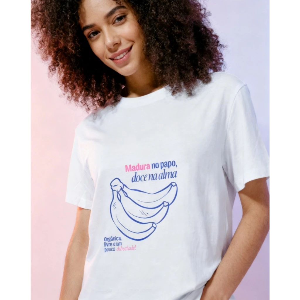 Camiseta T-shirt Blusa Feminina Branca Sublimada em Poliéster