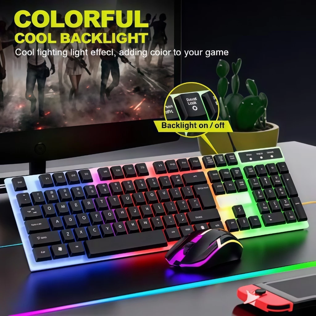 kit teclado e mouse gamer mouse teclado Teclado Semi Mecânico + Mouse Gamer 3200dpi Rgb Led -H8