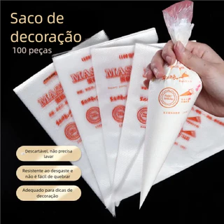 100 Sacos de Confeitar Descartável Profissional - Master Utensílios para Cobertura de Bolo
