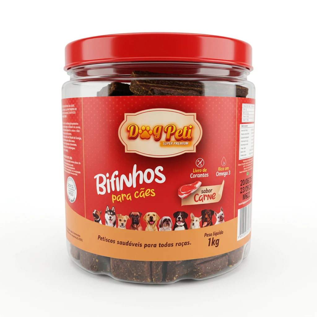 Bifinho Petisco Para Cães Super Premium Dog Peti 1kg Pote Pet Macio Treinamento Pet Cachorros