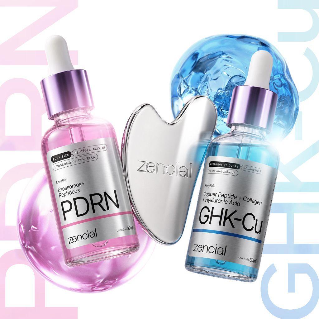Sérum GHK-Cu + PDRN Zencial Envy Skin com Gua Sha de Brinde