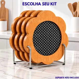Kit Descansos de Panela em Bambu Resistente, Suporte Para Panelas Quentes, Utensílios de C