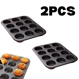 KIT2 Forma Cupcake Antiaderente Teflon Pão de Queijo Empadas Muffins Assadeira 12 Cavidade