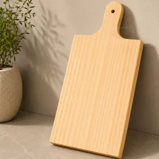 Tábua de Madeira Pinus Premium para Cozinha, Churrasco e Frios Cantos Quadrados Acabamento
