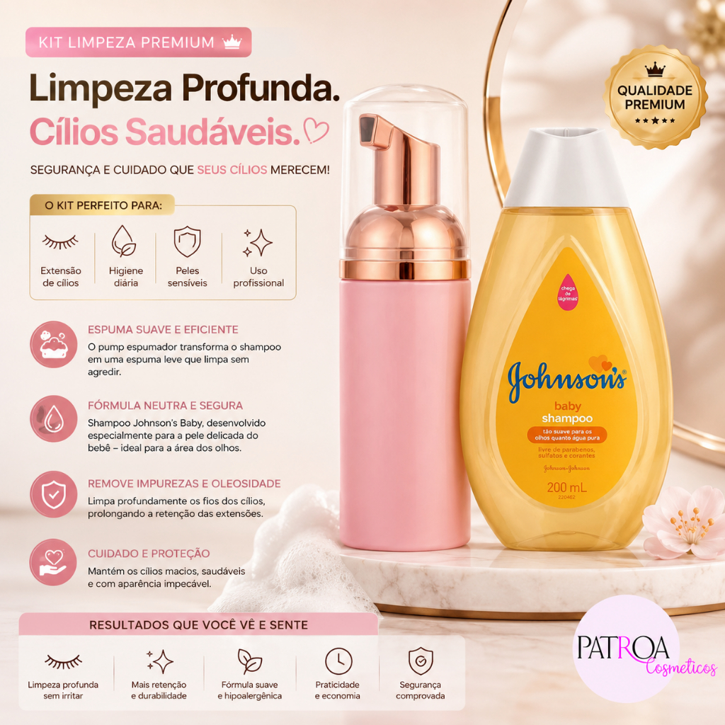 Frasco Pump Espumador para Shampoo de Cílios 200ml