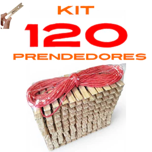 Kit 120 Prendedores de Roupa de Madeira, molas em aço galvanizado, kit pregador 120 kit gr