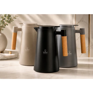 Garrafa Térmica Cabo Madeira Para Café 1l