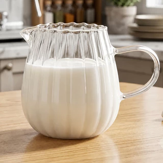 Jarra Leiteira De Vidro Borossilicato Lótus 300ml Hauskraft Para Café e Mesa Posta