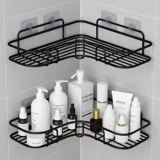 Prateleira para Banheiro de Metal Adesiva sem Furo, Rack de Parede Porta Shampoo e Sabonet