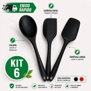 Kits Espátula mais Colher de Silicone Antiaderente Utilidade Domestica