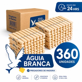 KIT com 360 / 180 / 120 / 60 Prendedores de MADEIRA Mega Reforçados - Pregador de Roupa de