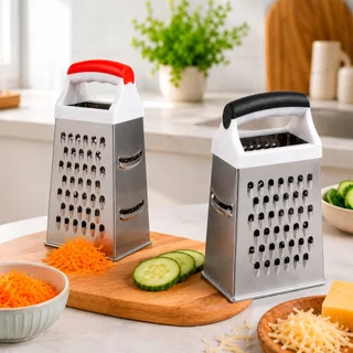 Ralador de Legumes 4 Faces Inox Com Cabo de Plástico Resistente Cozinha Verduras Queijo Mu