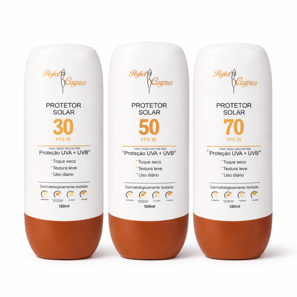 Protetor Solar Perfect Corpus FPS 30, 50 e 70 - 120ml
