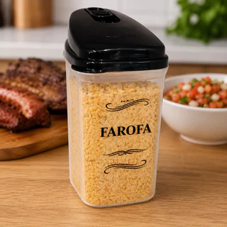 Pote Farofa com Tampa Dosadora farinheiro 836ml – Porta Mantimentos Transparente