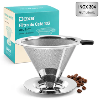 Filtro Café Inox 103 Grande Reutilizável Pour Over Sem Papel Aço 304 Coador Premium Duráve