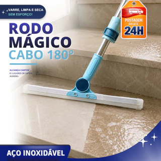 Rodo de Limpeza Mágico Articulável 35cm e 50cm com Cabo de 1,20m Multiuso para Piso, Vidro