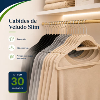 Vittak Kit 30 Cabides de Veludo Slim Adulto Antideslizante, Ultrafino, Resistente – Organi