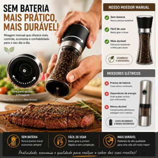 Moedor De Tempero 210ML Com Regulador Sal Pimenta Porta Condimentos Especiarias De Vidro