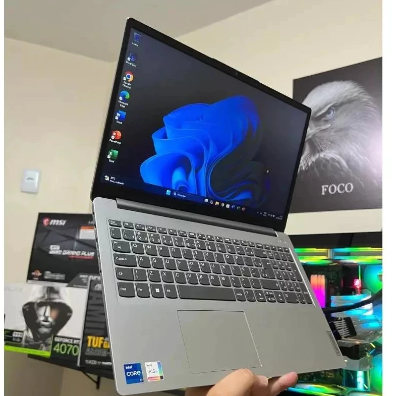Notebook Lenovo IdeaPad 1i Intel Core i7-1255U, 16GB RAM, SSD 512GB, Tela 15.6 Notebook Rápido para Trabalho e Estudos