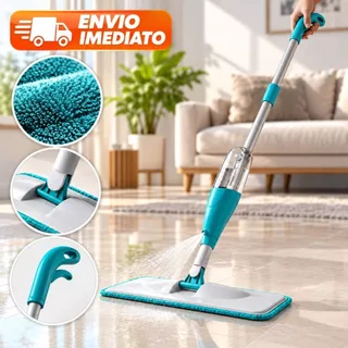 Mop Spray Esfregão com Reservatório Rodo Mágico Reforçado Microfibra Inox Lavável Limpeza