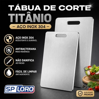 Tábua de Corte 46cm x 30cm Grande Aço Inoxidável 304 ntibacteriana Antimofo para Cozinha C