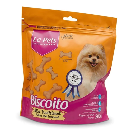 Biscoito para Cachorro Tradicional Le Pets 200g Petisco para Cachorro Biscoito Pet Crocante Recompensa e Adestramento