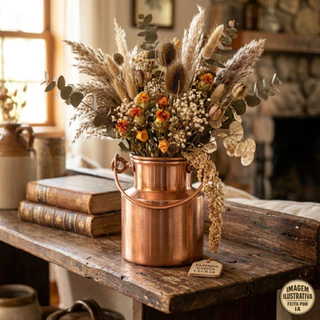 Latão de Leite Alumínio Cor Cobre Decorativo – Leiteira Fazenda Vintage Rustica