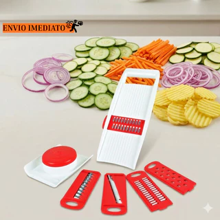 Multi Cortador Mandolin Fatiador Ralador 5 Lâminas Diferentes Com Travas Legumes Frutas Ve