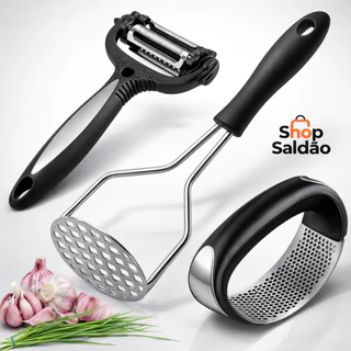Kit Cozinha Triturador de Alho Descascador de Legumes 3/1 Amassador de Batata Utensílios d