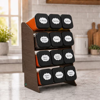 Porta Temperos mini prateleira 12 Potes em Mdf Pintado Pote tempero Condimentos Mantimento