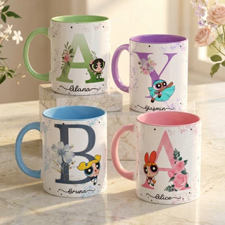 Caneca de Porcelana Personalizada com o Nome Docinho Lindinha Florzinha Estrelinha Meninas