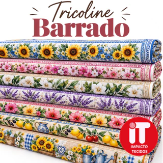 Tecido Tricoline Barrado Digital - 5 Faixas - Varias Opções - 100% algodão barrado pano de