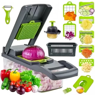 Fatiador De Legumes 16 Em 1 Cortador Com Lâminas Inox Ralador Picador Multifuncional Para