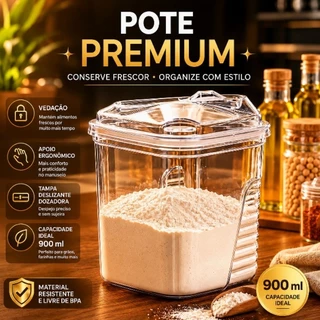 Pote Farinheiro Açucareiro Saleiro Dosador 900ml Tampa Deslizante Vedação Forte Porta Mant