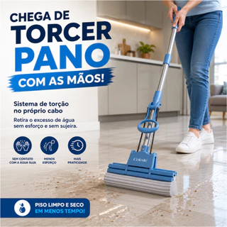 Rodo de Limpeza Mop Limpeza Fácil Mope Esfregão Torção Refil Em Espuma Limpa Seca Rodo Mág