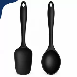 Kit 2 Colheres Silicone Antiaderente Espátula Colher Cozinha 27cm