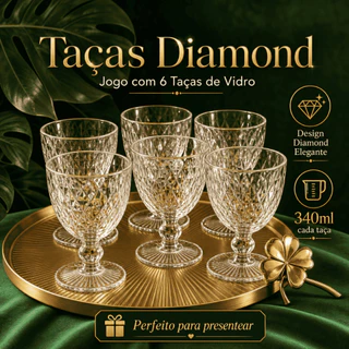 Jogo 6 Taças de Vidro Diamond 340ML