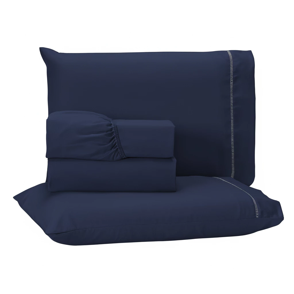 Jogo de Cama Lençol 3/4 Peças 400 Fios Extra Macio Detalhe Ponto Palito Solteiro Casal Queen King