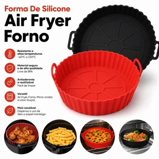 Kit Forma De Silicone Air Fryer Forno Fritadeira Assadeira Reutilizável Antiaderente Flexí